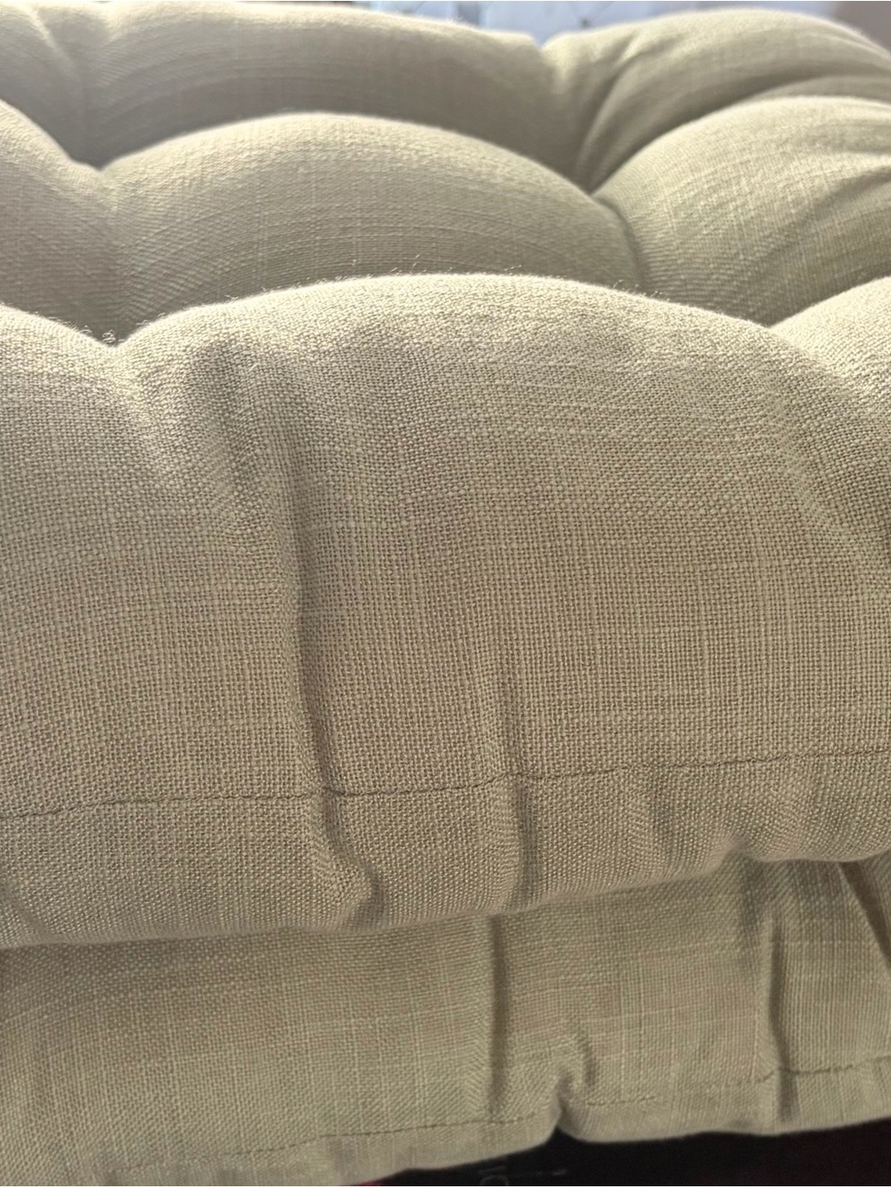 Approx 21 inches long by 19 inches wide 
Cushion Seat in Light Green